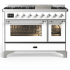 Ilve Majestic III Collection UM48FNR3WHCLP - Majestic III 48 inch Dual Fuel Range