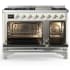 Ilve Majestic III Collection UM48FQNR3AWC - 48 Inch Freestanding Solid Door Dual Fuel Range