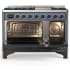 Ilve Majestic III Collection UM48FQNR3BGB - 48 Inch Freestanding Solid Door Dual Fuel Range