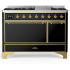 Ilve Majestic III Collection UM48FQNR3BKG - 48 Inch Freestanding Solid Door Dual Fuel Range