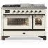 Ilve Majestic III Collection UM48FSNR3AWBLP - 48 Inch Dual Fuel Range with 5 Sealed Burners, Griddle, Frenchtop