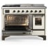 Ilve Majestic III Collection UM48FSNR3AWBLP - 48 Inch Dual Fuel Range with 5 Sealed Burners, Griddle, Frenchtop