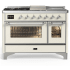 Ilve Majestic III Collection UM48FSNR3AWCLP - 48 Inch Dual Fuel Range with 5 Sealed Burners, Griddle, Frenchtop
