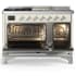 Ilve Majestic III Collection UM48FSNR3AWCLP - 48 Inch Dual Fuel Range with 5 Sealed Burners, Griddle, Frenchtop