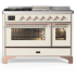 Ilve Majestic III Collection UM48FSNR3AWPLP - 48 Inch Dual Fuel Range with 5 Sealed Burners, Griddle, Frenchtop