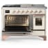 Ilve Majestic III Collection UM48FSNR3AWPLP - 48 Inch Dual Fuel Range with 5 Sealed Burners, Griddle, Frenchtop