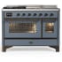 Ilve Majestic III Collection UM48FSNR3BGBLP - 48 Inch Dual Fuel Range with 5 Sealed Burners, Griddle, Frenchtop