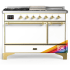 Ilve Majestic III Collection UM48FSQNR3RAGLP - 48 Inch Dual Fuel Range with 5 Sealed Burners, Griddle, Frenchtop