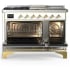 Ilve Majestic III Collection UM48FSQNR3RAGLP - 48 Inch Dual Fuel Range with 5 Sealed Burners, Griddle, Frenchtop