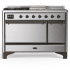Ilve Majestic III Collection UM48FSQNR3SSB - 48 Inch Freestanding Dual Fuel Range with 5 Sealed Burners, Griddle &amp; Frenchtop