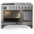 Ilve Majestic III Collection UM48FSQNR3SSB - 48 Inch Freestanding Dual Fuel Range with 5 Sealed Burners, Griddle &amp; Frenchtop