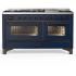 Ilve Majestic III Collection UM60FNR3MBB - 60 Inch Dual Fuel Range with 7 Sealed Burners, Griddle
