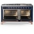 Ilve Majestic III Collection UM60FNR3MBP - 60 Inch Dual Fuel Range with 7 Sealed Burners, Griddle