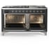 Ilve Majestic III Collection UM60FNR3MGC - 60 Inch Dual Fuel Range with 7 Sealed Burners, Griddle