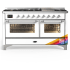 Ilve Majestic III Collection UM60FNR3RAC - 60 Inch Dual Fuel Range with 7 Sealed Burners, Griddle