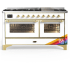 Ilve Majestic III Collection UM60FNR3RAG - 60 Inch Dual Fuel Range with 7 Sealed Burners, Griddle