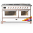 Ilve Majestic III Collection UM60FNR3RAPLP - 60 Inch Dual Fuel Range with 7 Sealed Burners, Griddle