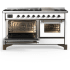 Ilve Majestic III Collection UM60FNR3WHB - 60 Inch Dual Fuel Range with 7 Sealed Burners, Griddle