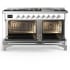 Ilve Majestic III Collection UM60FNR3WHC - 60 Inch Dual Fuel Range with 7 Sealed Burners, Griddle