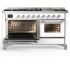 Ilve Majestic III Collection UM60FNR3WHC - 60 Inch Dual Fuel Range with 7 Sealed Burners, Griddle