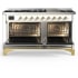 Ilve Majestic III Collection UM60FNR3WHG - 60 Inch Dual Fuel Range with 7 Sealed Burners, Griddle