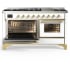 Ilve Majestic III Collection UM60FNR3WHG - 60 Inch Dual Fuel Range with 7 Sealed Burners, Griddle