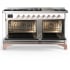 Ilve Majestic III Collection UM60FNR3WHPLP - 60 Inch Dual Fuel Range with 7 Sealed Burners, Griddle