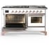 Ilve Majestic III Collection UM60FNR3WHPLP - 60 Inch Dual Fuel Range with 7 Sealed Burners, Griddle