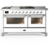 Ilve Majestic III Collection UM60FSNR3WHC - Majestic III 60 inch Dual Fuel Range