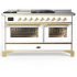 Ilve Majestic III Collection UM60FSNR3WHGLP - Majestic III 60 inch Dual Fuel Range