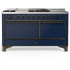 Ilve Majestic III Collection UM60FSQNR3MBB - 60 Inch Dual Fuel Range with 7 Sealed Burners, Griddle, Frenchtop