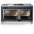 Ilve Majestic III Collection UM60FSQNR3MBC - 60 Inch Dual Fuel Range with 7 Sealed Burners, Griddle, Frenchtop