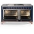 Ilve Majestic III Collection UM60FSQNR3MBP - 60 Inch Dual Fuel Range with 7 Sealed Burners, Griddle, Frenchtop