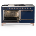 Ilve Majestic III Collection UM60FSQNR3MBP - 60 Inch Dual Fuel Range with 7 Sealed Burners, Griddle, Frenchtop