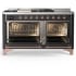 Ilve Majestic III Collection UM60FSQNR3MGPLP - 60 Inch Dual Fuel Range with 7 Sealed Burners, Griddle, Frenchtop