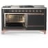 Ilve Majestic III Collection UM60FSQNR3MGPLP - 60 Inch Dual Fuel Range with 7 Sealed Burners, Griddle, Frenchtop