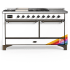 Ilve Majestic III Collection UM60FSQNR3RABLP - 60 Inch Dual Fuel Range with 7 Sealed Burners, Griddle, Frenchtop