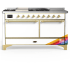 Ilve Majestic III Collection UM60FSQNR3RAGLP - 60 Inch Dual Fuel Range with 7 Sealed Burners, Griddle, Frenchtop
