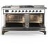 Ilve Majestic III Collection UM60FSQNR3WHBLP - 60 Inch Dual Fuel Range with 7 Sealed Burners, Griddle, Frenchtop