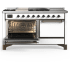 Ilve Majestic III Collection UM60FSQNR3WHBLP - 60 Inch Dual Fuel Range with 7 Sealed Burners, Griddle, Frenchtop