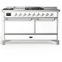 Ilve Majestic III Collection UM60FSQNR3WHCLP - 60 Inch Dual Fuel Range with 7 Sealed Burners, Griddle, Frenchtop
