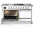 Ilve Majestic III Collection UM60FSQNR3WHCLP - 60 Inch Dual Fuel Range with 7 Sealed Burners, Griddle, Frenchtop