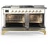 Ilve Majestic III Collection UM60FSQNR3WHGLP - 60 Inch Dual Fuel Range with 7 Sealed Burners, Griddle, Frenchtop