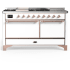 Ilve Majestic III Collection UM60FSQNR3WHPLP - 60 Inch Dual Fuel Range with 7 Sealed Burners, Griddle, Frenchtop