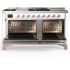 Ilve Majestic III Collection UM60FSQNR3WHPLP - 60 Inch Dual Fuel Range with 7 Sealed Burners, Griddle, Frenchtop
