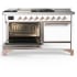 Ilve Majestic III Collection UM60FSQNR3WHPLP - 60 Inch Dual Fuel Range with 7 Sealed Burners, Griddle, Frenchtop