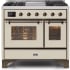 Ilve Majestic II Collection UMD10FDNS3AWB - 40 Inch Antique White Natural Gas Freestanding Range