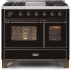 Ilve Majestic II Collection UMD10FDNS3BKB - 40 Inch Glossy Black Natural Gas Freestanding Range