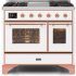 Ilve Majestic II Collection UMD10FDNS3WHPLP - 40 Inch Freestanding Dual Fuel Range in Front View