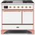 Ilve Majestic II Collection UMD10FDQNS3WHP - 40 Inch Freestanding Dual Fuel Range in Front View